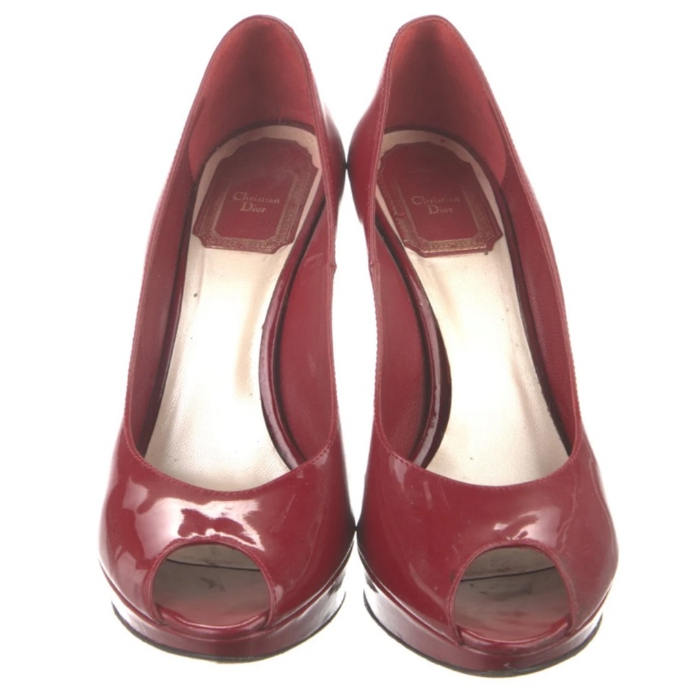 Dior Burgundy Peep Toe Heels